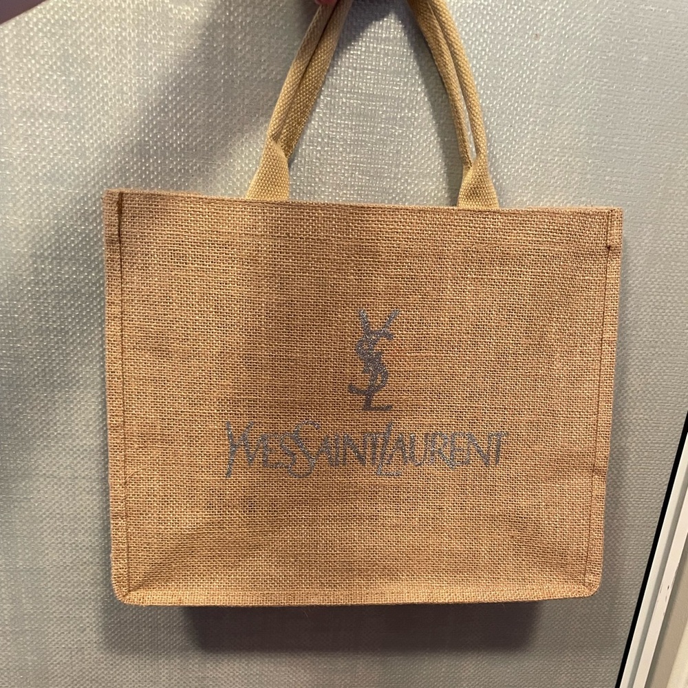 Used YSL GWP Brown Canvas Tote with Glittery Logo - Picture 9 of 13